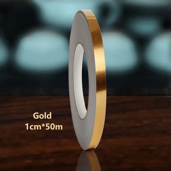 1CM*50M Silver Gold Adhesive Floor Tile Strip Seam Sticker Copper Foil Tape Waterproof Wall Sealing Tape Home Decoration E-1179
