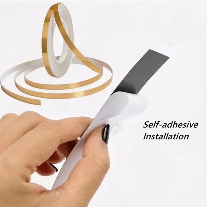 1CM*50M Silver Gold Adhesive Floor Tile Strip Seam Sticker Copper Foil Tape Waterproof Wall Sealing Tape Home Decoration E-1179