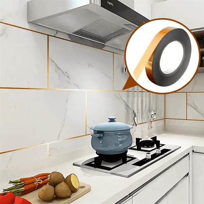 1CM*50M Silver Gold Adhesive Floor Tile Strip Seam Sticker Copper Foil Tape Waterproof Wall Sealing Tape Home Decoration E-1179