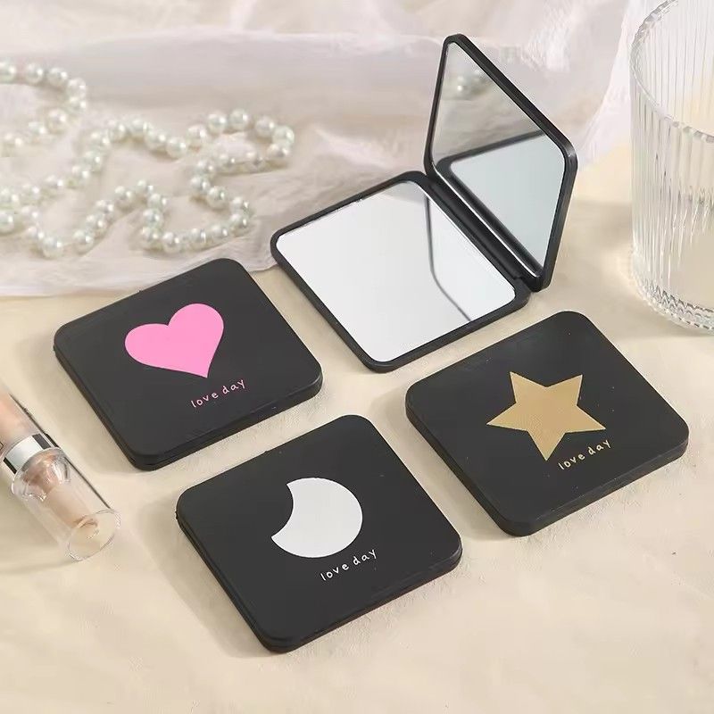 Foldable Makeup Mirror Mini Square Makeup Vanity Mirror Portable Hand Mirrors Double-sided Compact Mirror Pocket Cosmetic Mirror C-395
