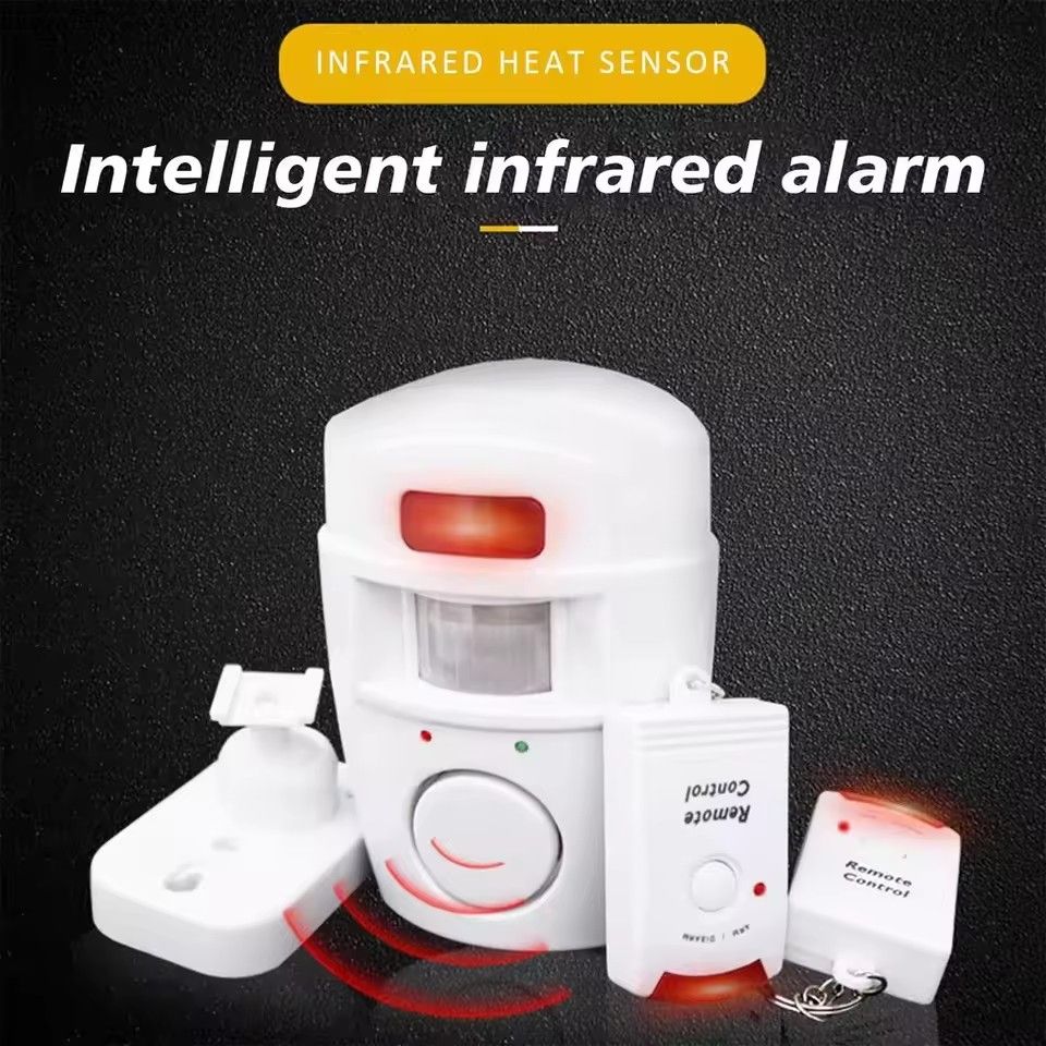 Wireless PIR Motion Sensor Detector Alarm with Remote Controls Infrared Motion Sensor Alarm Battery-powered Home Security System（Battery not included）