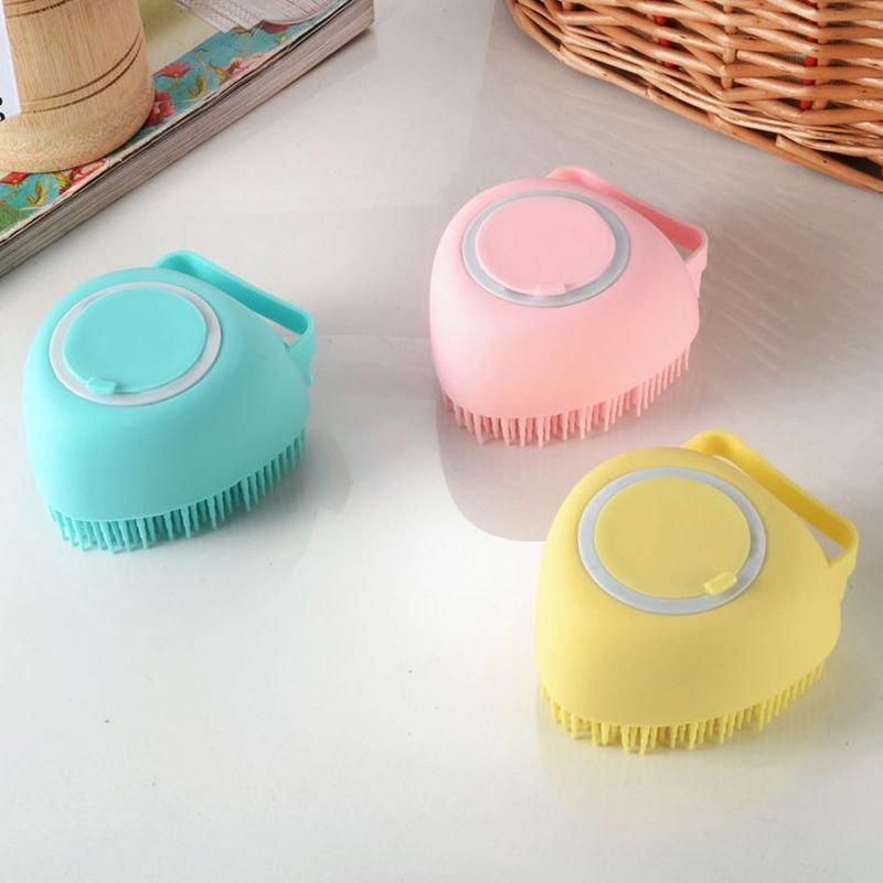 Bathroom Dog Bath Brush Massage Gloves Soft Safety Silicone Comb with Shampoo Box Pet Accessories for Cats Shower Tool &E-914