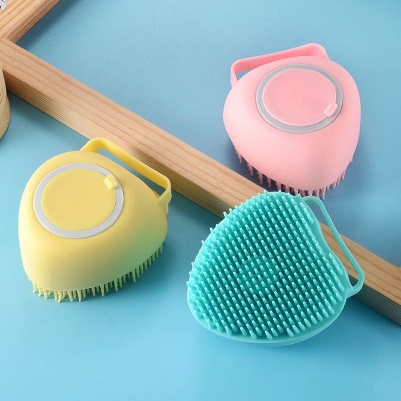 Bathroom Dog Bath Brush Massage Gloves Soft Safety Silicone Comb with Shampoo Box Pet Accessories for Cats Shower Tool &E-914