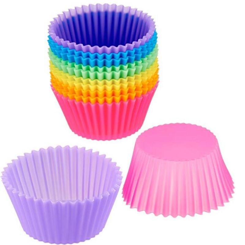 12pcs Heat resistant household oven baking tools silicone muffin cup jelly cup round hair cake small cake mold & E-775