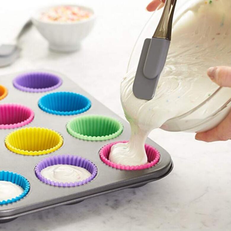 12pcs Heat resistant household oven baking tools silicone muffin cup jelly cup round hair cake small cake mold & E-775
