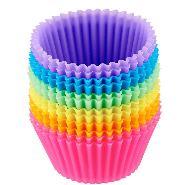 12pcs Heat resistant household oven baking tools silicone muffin cup jelly cup round hair cake small cake mold & E-775