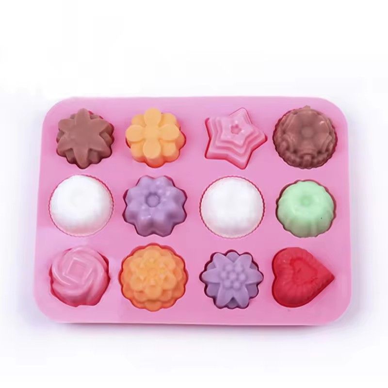 Silicone Cake Mould 12 hole different flower pudding jelly mould chocolate D-10-7