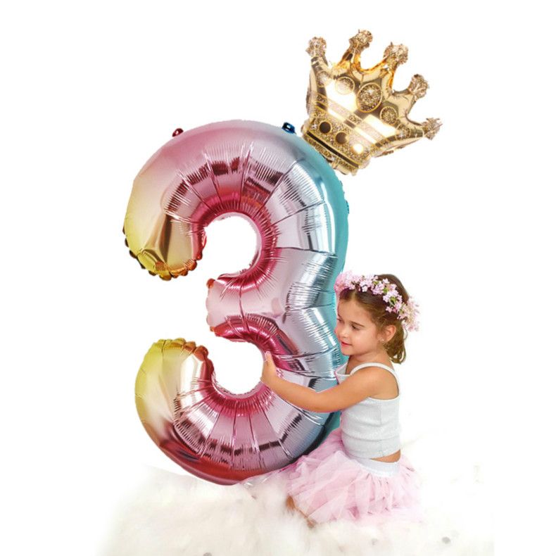 32-inch Digital Balloon Children's Birthday Cartoon Inflatable Children Birthday Party Decoration Party Hat Column Balloon Toy E-1185