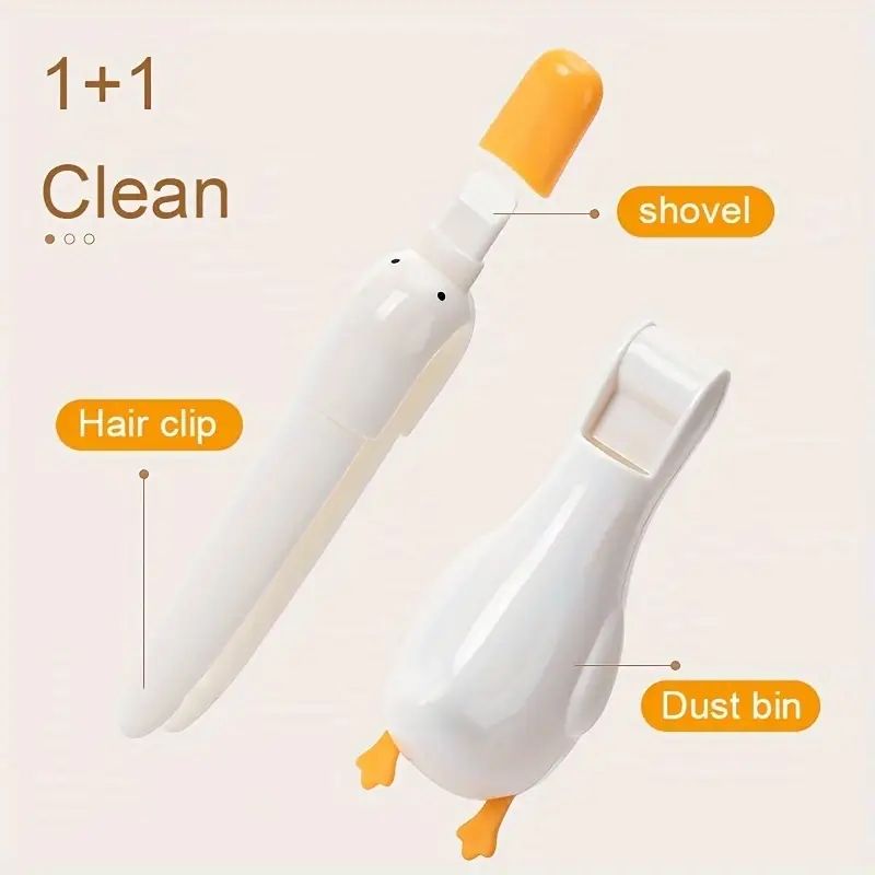 2-in-1 cute duck shaped double head design cleaning clip dust removal shovel - bathroom cleaning tool with drainage hole