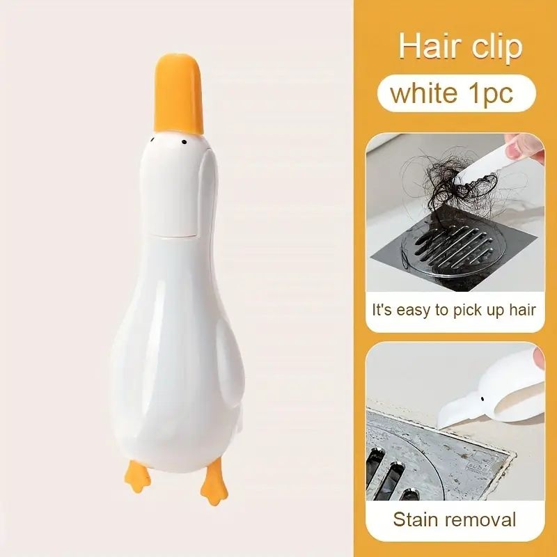 2-in-1 cute duck shaped double head design cleaning clip dust removal shovel - bathroom cleaning tool with drainage hole
