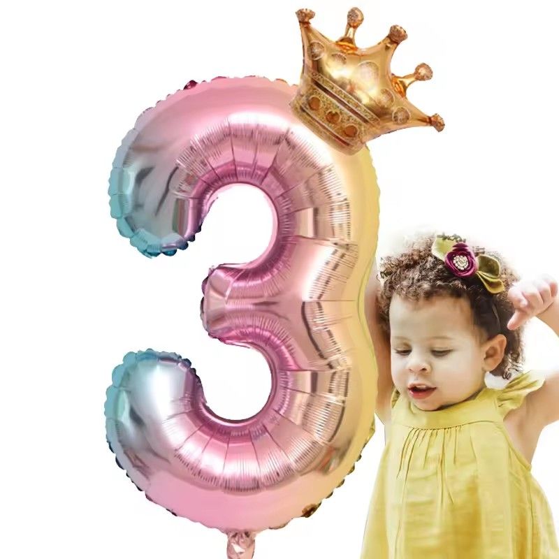 32-inch Digital Balloon Children's Birthday Cartoon Inflatable Children Birthday Party Decoration Party Hat Column Balloon Toy E-1185