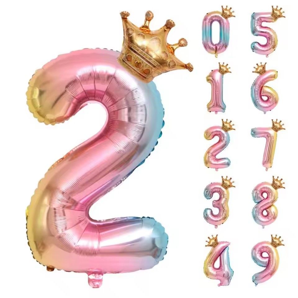 32-inch Digital Balloon Children's Birthday Cartoon Inflatable Children Birthday Party Decoration Party Hat Column Balloon Toy E-1185