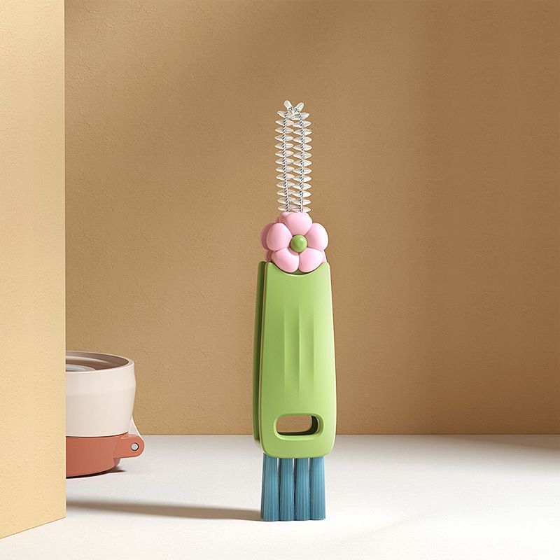 3-in-1 Cute Petal Cup Lid Cleaning Brush Set Mini Cup Bottle Cleaning Brush PP Colorful Flower Travel and Home Mini Cleaner