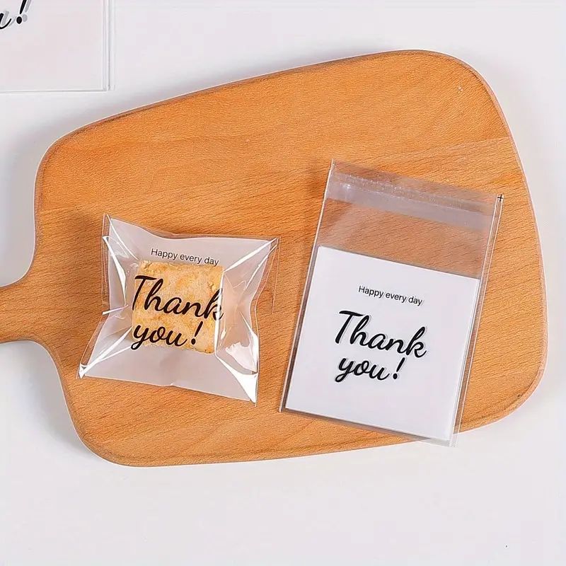 Thank You Clear Bags Self Adhesive Candy Cookie Bakery Bags Self Adhesive Individual Gift Pastry Bags, Biscuit Self-seal E-821