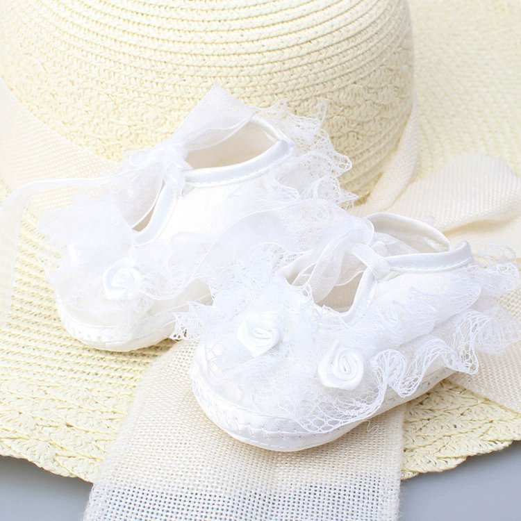 Cute Lace Princess Shoes Newborn Infant Toddler Crib Shoes Soft Sole Floor First Walkers