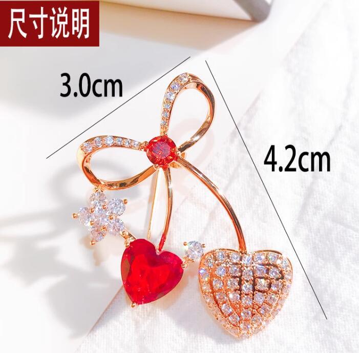 Love sparkling diamond plant flower bow brooch, niche fashion chest flower,  heavy industry elegant accessories for women
