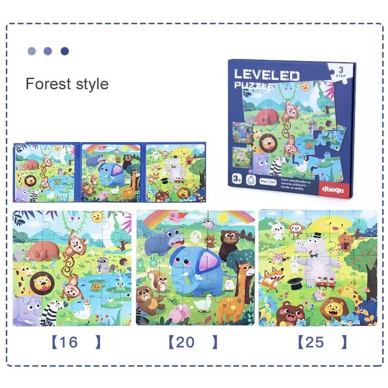 Children's Montessori Scene Puzzle Animal Traffic Dinosaur Magnetic Puzzle Educational Toys For Kids Boys Girl Gift 3--6Years