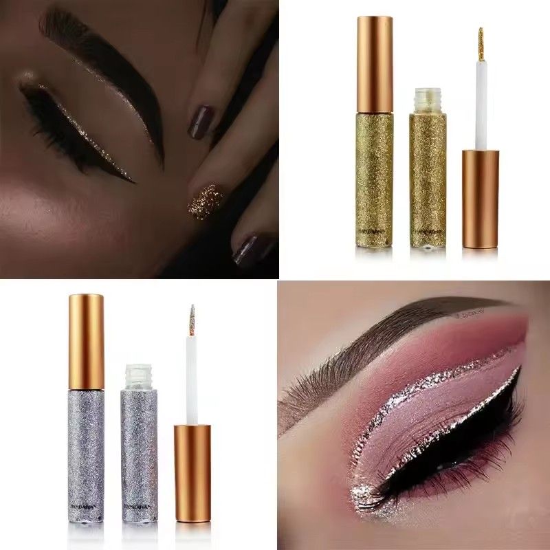 White Gold Glitter Eyeshadow For Easy to Wear Waterproof Liquid Sequin Eyeliner pen Beauty Eye Liner Makeup tool B2-185