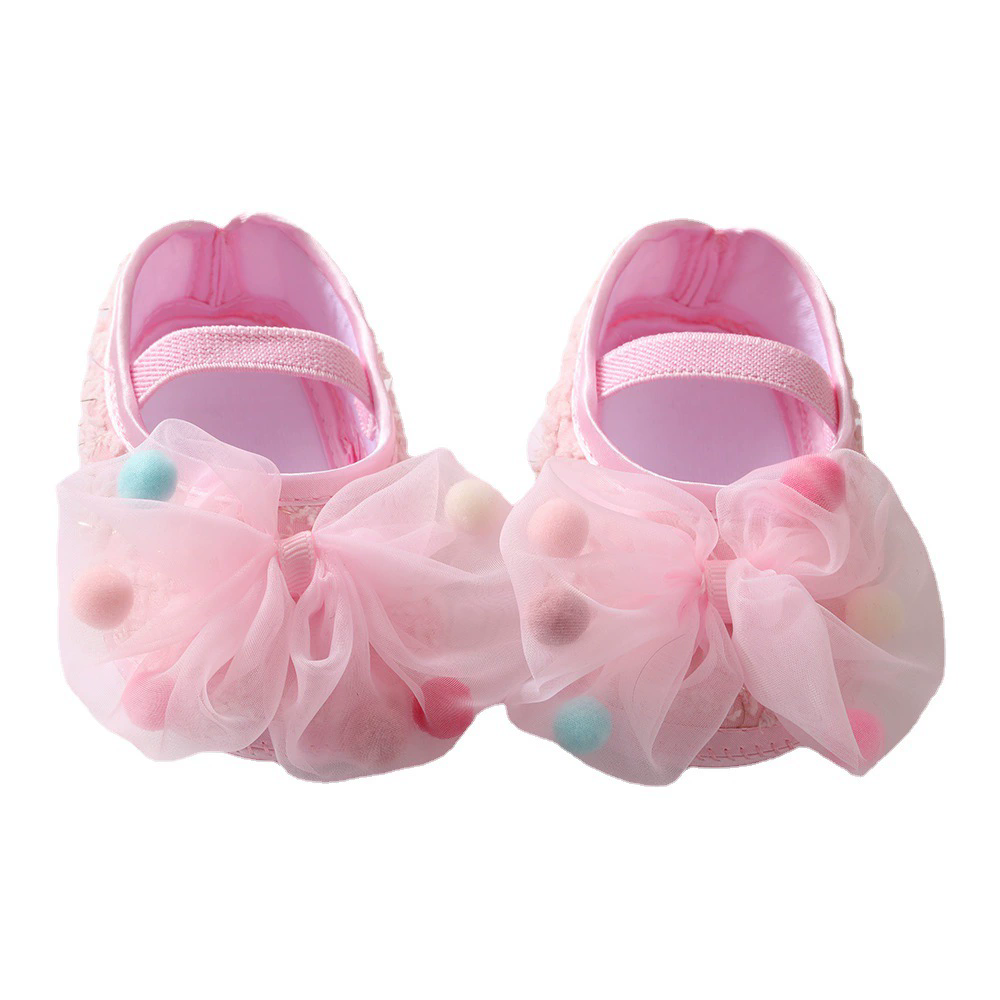 Baby Headband Shoes Set Cute Colorful Ball Princess Girl Hairbands 0-12 Months Newborn Cotton Shoes Infant Headwear Shoes