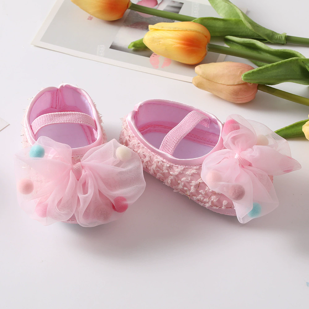 Baby Headband Shoes Set Cute Colorful Ball Princess Girl Hairbands 0-12 Months Newborn Cotton Shoes Infant Headwear Shoes
