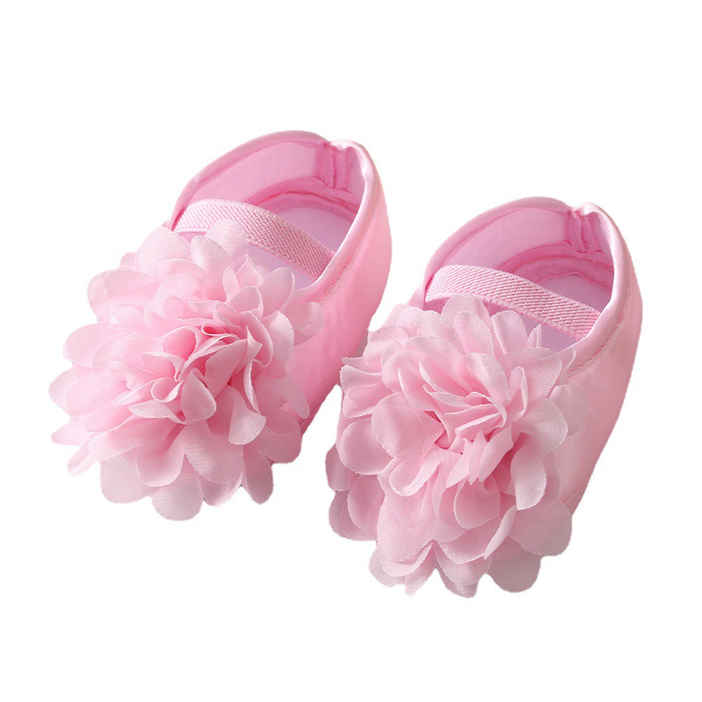 Spring Infant Baby Girl Shoes Newborn Lace Flowers Headband Anti-Slip Soft Sole First Walkers Toddler Kids Cotton Baptism Shoes