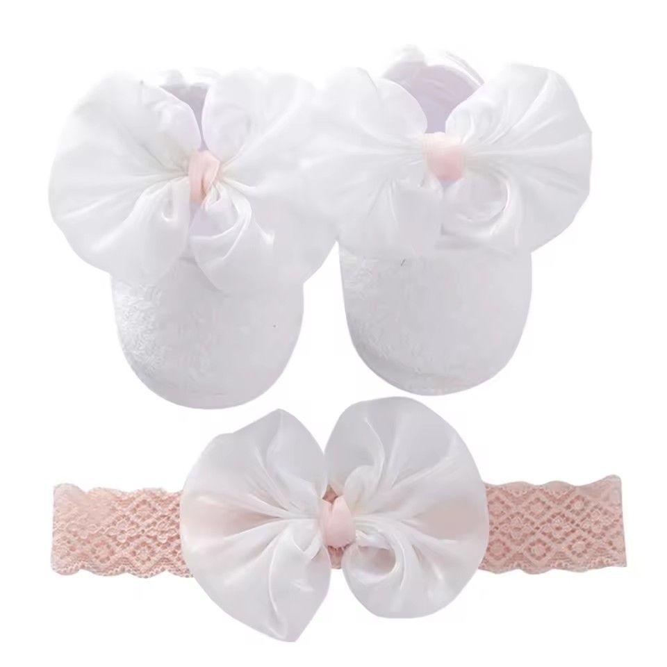Baywell Newborn Baby Girl Bow Shoes Toddler Baptism Prewalker Cute Baby Soft First Walker for 0-12 Months Kids