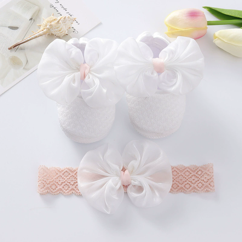 Baywell Newborn Baby Girl Bow Shoes Toddler Baptism Prewalker Cute Baby Soft First Walker for 0-12 Months Kids