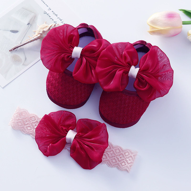 Baywell Newborn Baby Girl Bow Shoes Toddler Baptism Prewalker Cute Baby Soft First Walker for 0-12 Months Kids