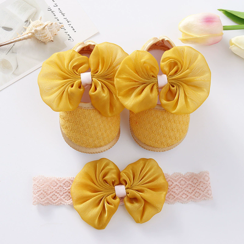 Baywell Newborn Baby Girl Bow Shoes Toddler Baptism Prewalker Cute Baby Soft First Walker for 0-12 Months Kids