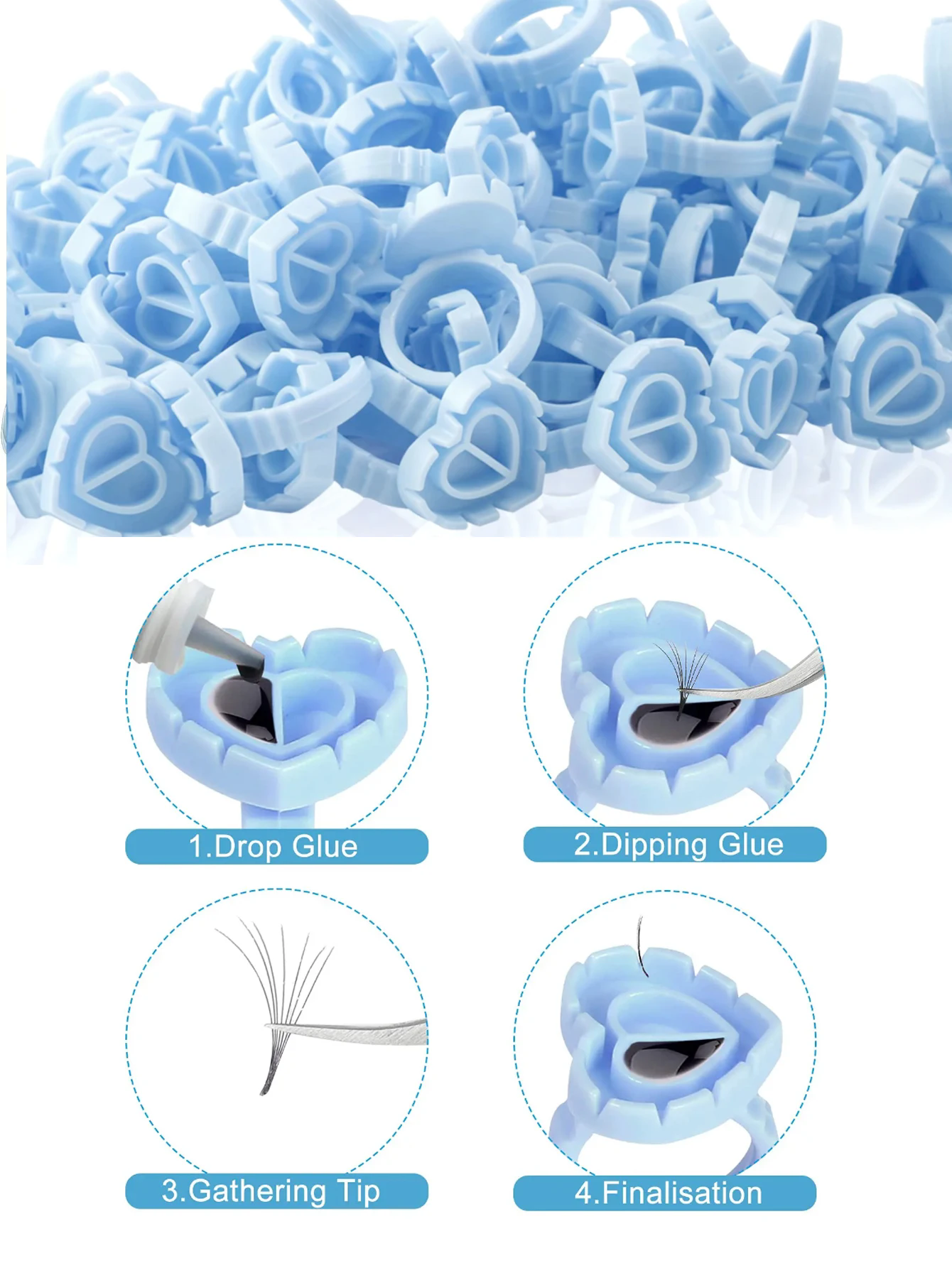 Disposable Eyelash Extension Glue Ring Cup Tattoo Pigment Holder Container Lash Tools Supplier 100pcs/bag