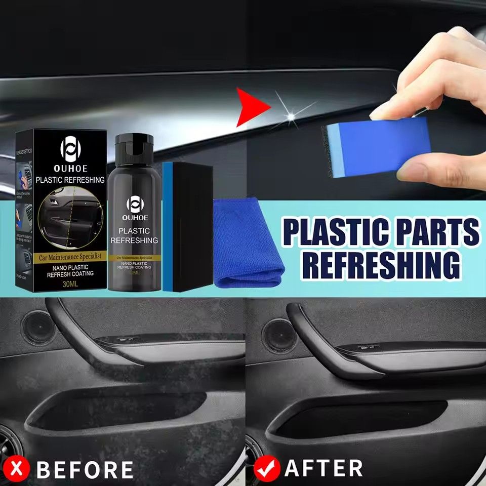 30ml Plastics Refreshing Coating Agent Car Refurbishment Cleaning Agent Automotive Interior Cleaning Agent With Sponge And E-1261