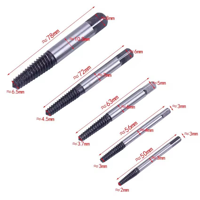 5Pcs Screw Extractor Center Drill Bits Guide Set Broken Damaged Bolt Remover Removal Speed Easy Set &E-1115