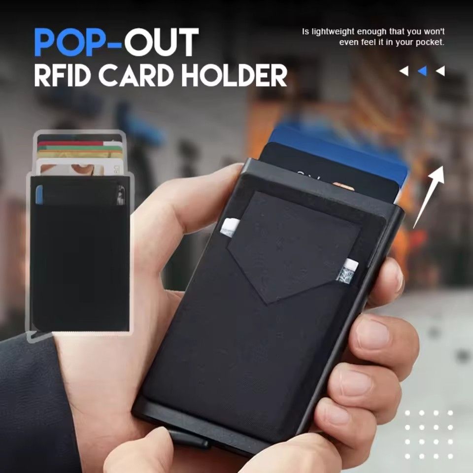 Up Id RFID Card Holder Smart Wallet Package Fashion Aluminum Metal Protective Gear Storage Smart Quick Release Wallet E-1162