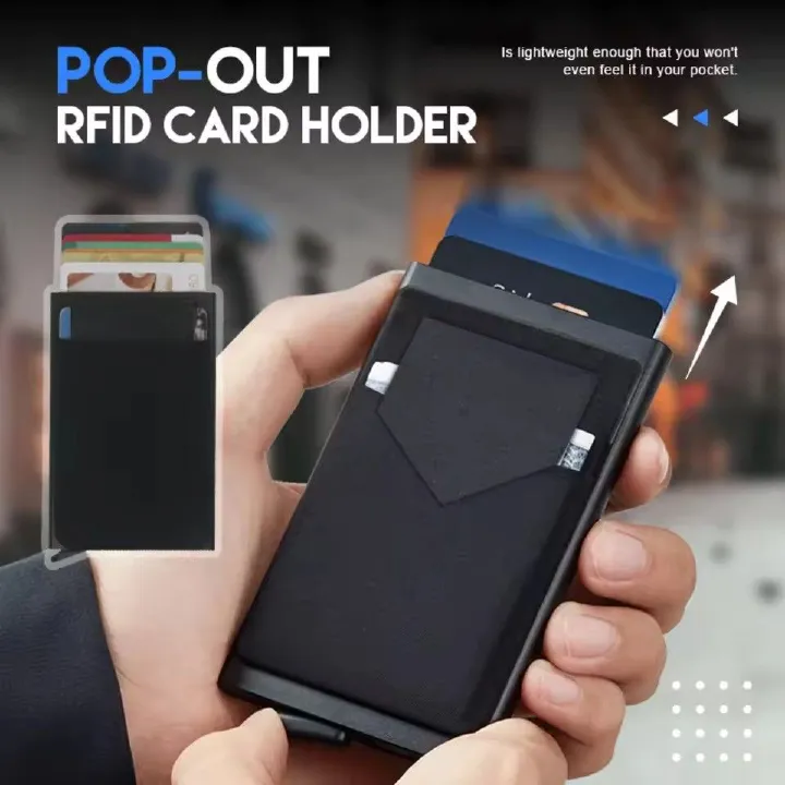 Up Id RFID Card Holder Smart Wallet Package Fashion Aluminum Metal Protective Gear Storage Smart Quick Release Wallet E-1162