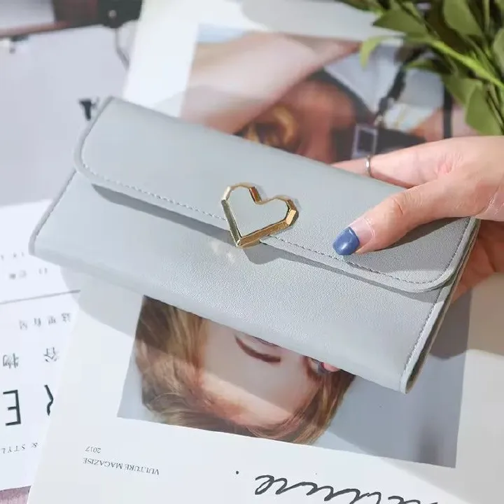 Women Long Wallets Purses Luxury Love Heart Wallets for Ladies Girl Money  Pocket Card Holder Female Wallets Phone Clutch Bag C-150