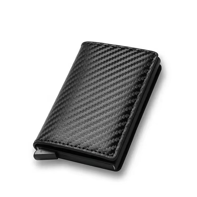 RFID anti-theft brush automatic pop-up card bag ultra-thin credit card metal card bag men's multi card wallet carbon fiber
C-221