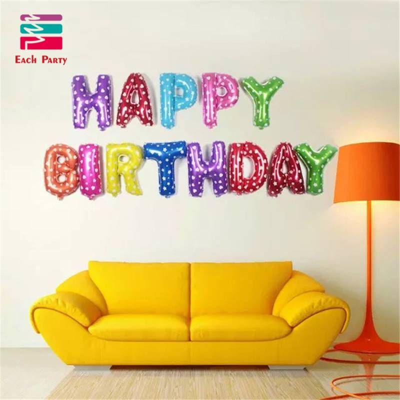 16 inches HAPPY BIRTHDAY Foil Balloons Silver Gold Children Happy Birthday Letter Ballons party Decorations Supplies F4-46