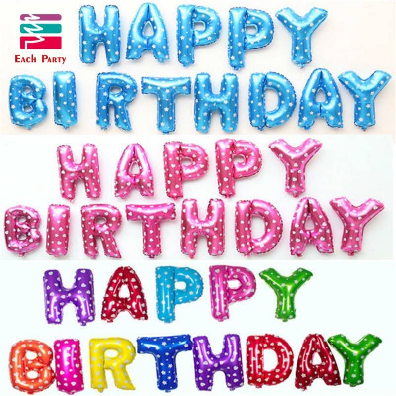 16 inches HAPPY BIRTHDAY Foil Balloons Silver Gold Children Happy Birthday Letter Ballons party Decorations Supplies F4-46