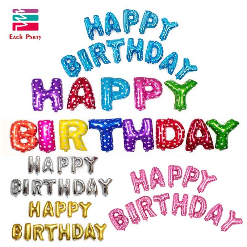 16 inches HAPPY BIRTHDAY Foil Balloons Silver Gold Children Happy Birthday Letter Ballons party Decorations Supplies F4-46