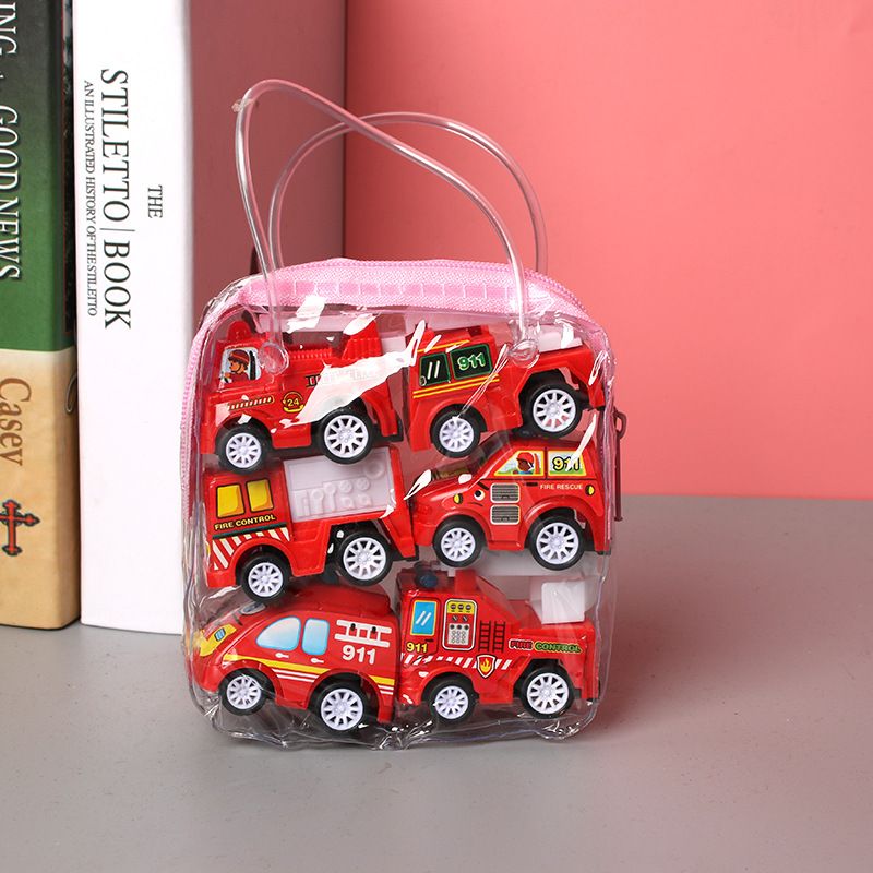 6pcs Car Model Toy Pull Back Car Toys Mobile Vehicle Fire Truck Taxi Model Kid Mini Cars Boy Toys Gift & E-1035