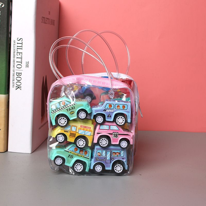 6pcs Car Model Toy Pull Back Car Toys Mobile Vehicle Fire Truck Taxi Model Kid Mini Cars Boy Toys Gift & E-1035