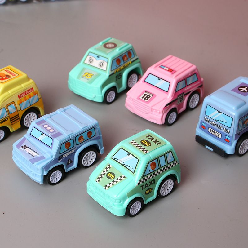 6pcs Car Model Toy Pull Back Car Toys Mobile Vehicle Fire Truck Taxi Model Kid Mini Cars Boy Toys Gift & E-1035