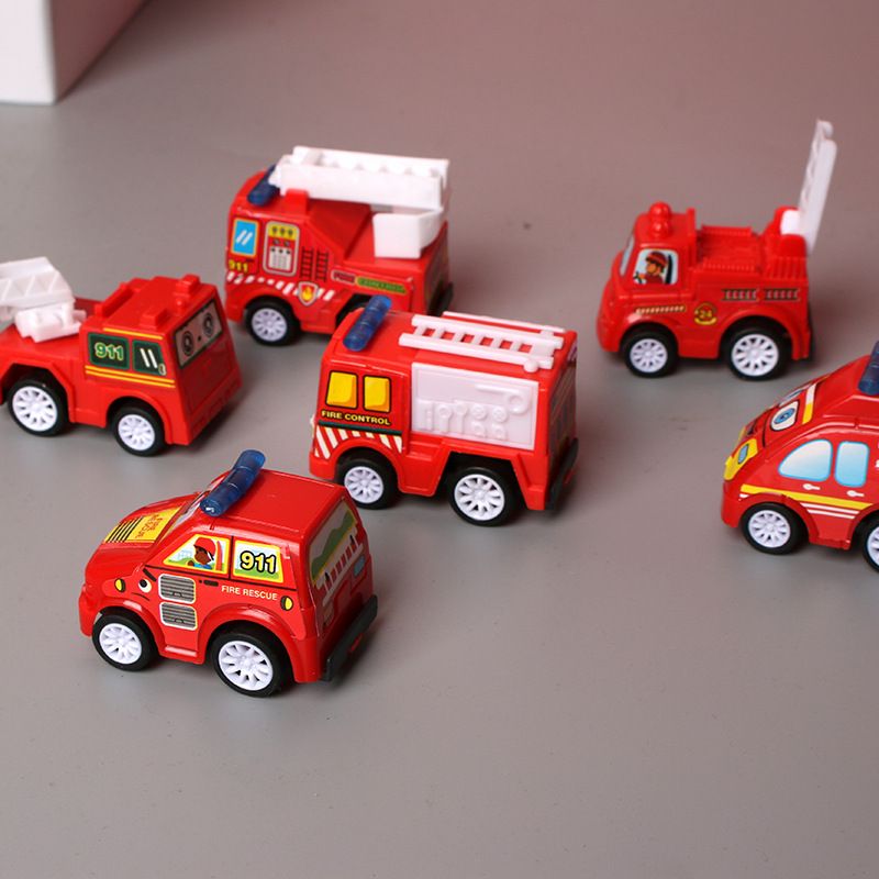 6pcs Car Model Toy Pull Back Car Toys Mobile Vehicle Fire Truck Taxi Model Kid Mini Cars Boy Toys Gift & E-1035