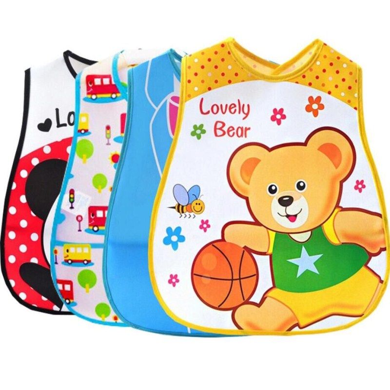 Baby Bibs EVA Waterproof Lunch Bibs Boys Girls Infants Cartoon Pattern Bibs Burp Cloths For Children Self Feeding Care M-54