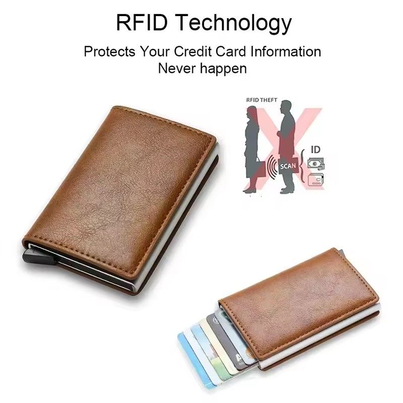 RFID anti-theft brush automatic pop-up card bag ultra-thin credit card metal card bag men's multi card wallet carbon fiber
C-221