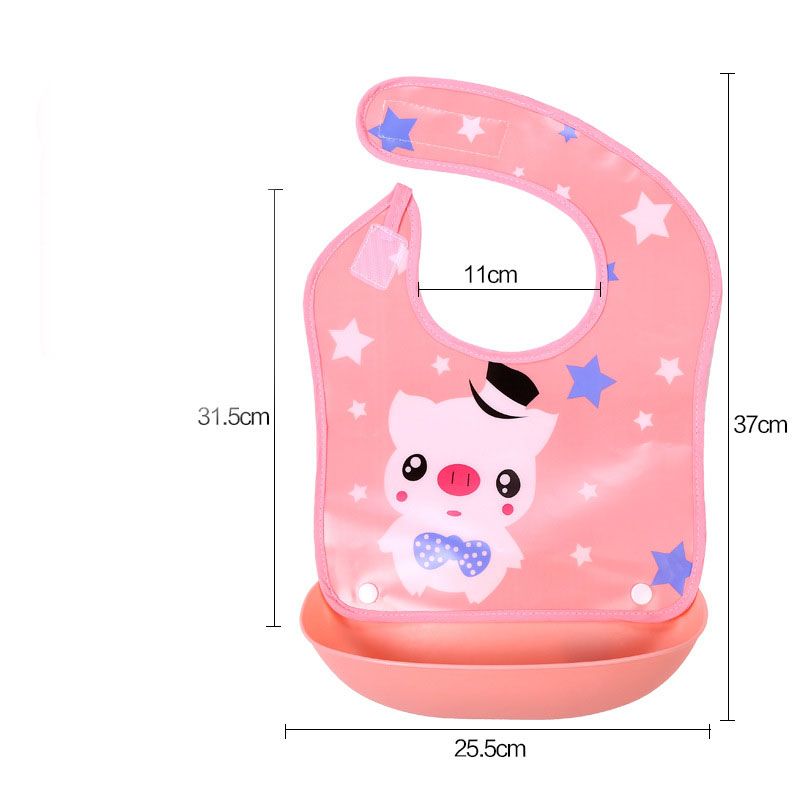 Baby Bibs Waterproof Saliva Pocket Detachable Cartoon Animal Toddler Feeding M-45