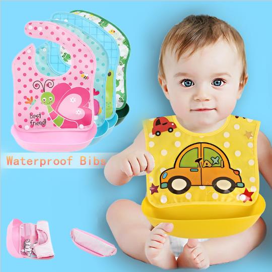 Baby Bibs Waterproof Saliva Pocket Detachable Cartoon Animal Toddler Feeding M-45
