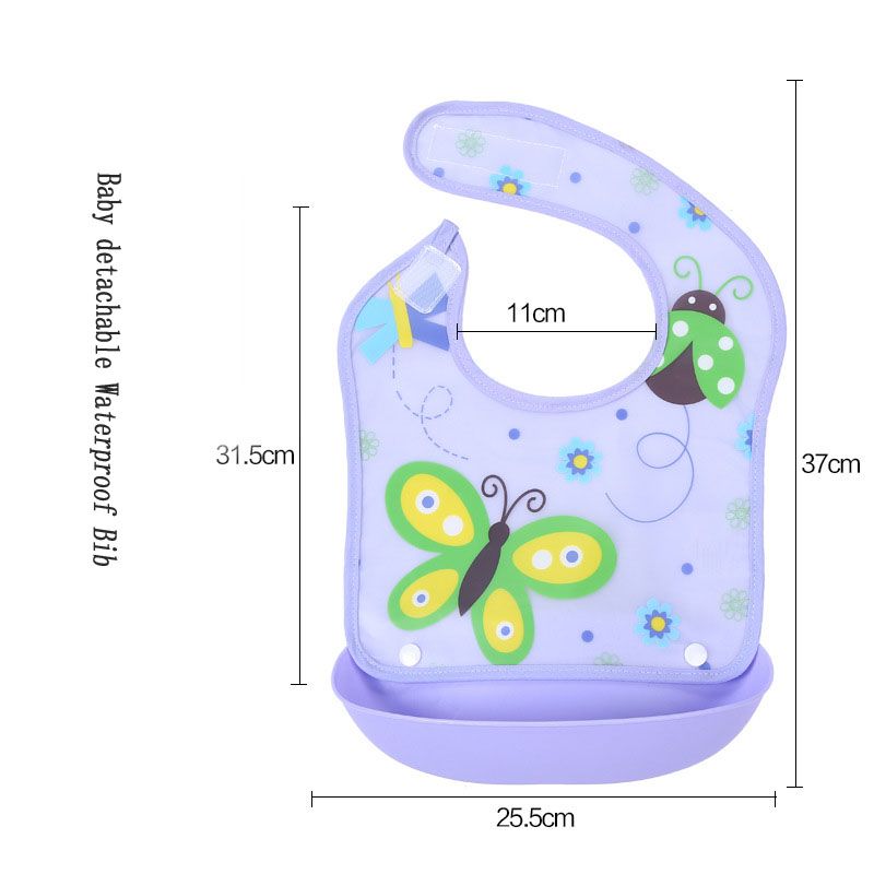 Baby Bibs Waterproof Saliva Pocket Detachable Cartoon Animal Toddler Feeding M-45
