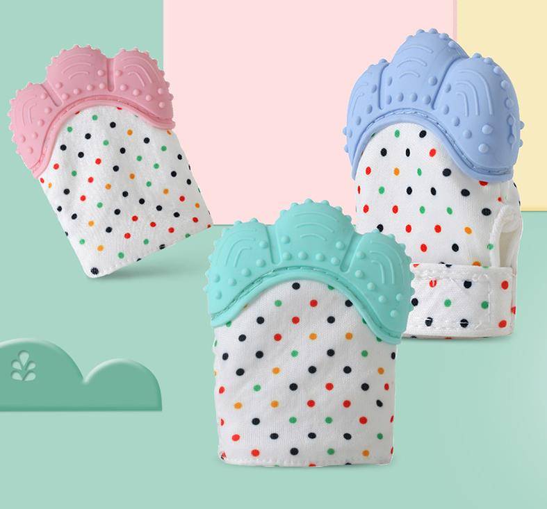 2025Newborn Baby Gloves Silicone Baby Mitt Teething Mitten Teething Glove Candy Wrapper Sound Teether L-22-7