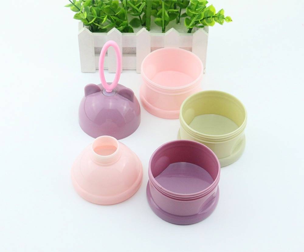 1Pc Baby Food Storage Milk Powder Infant Cartoon Style Three Layers Baby Powder Formula Milk Storage Bottle Feeding